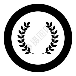 赢者Laurel花圈分支圆黑色矢量显示平板风格简单图像中的胜利标符号花圈显示平板风格图像中的胜利标符号圆黑颜色矢量显示平板风格图背景图片