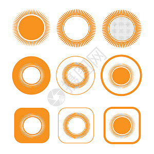 圆形橙色太阳简单的太阳图标符号设计背景
