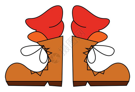 贝叶棕带红袜子矢量彩色画或插图的棕靴子插画