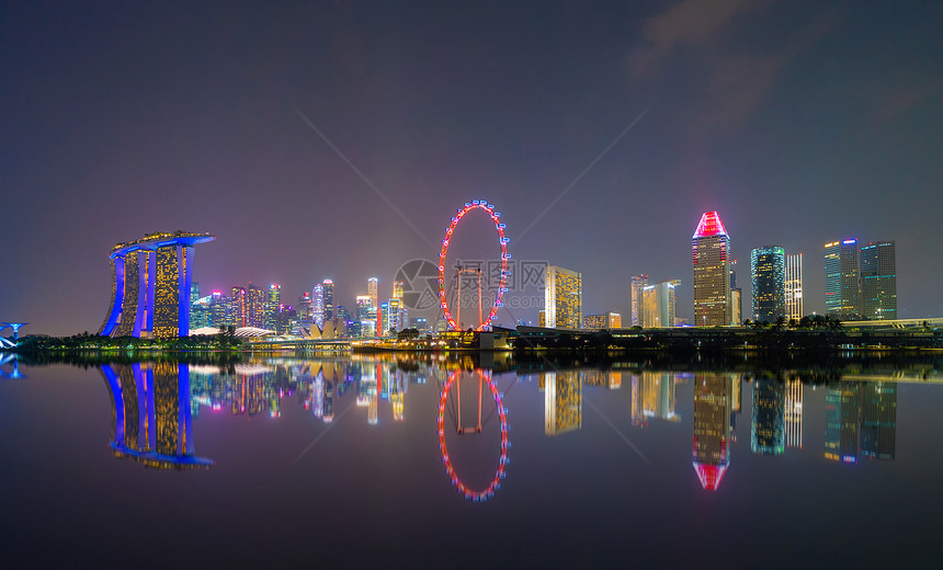 夜晚城市中心的夜景图片