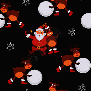 圣诞老人和驯鹿卡通矢量插画图片