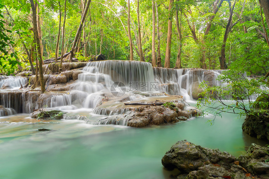 HuayMaeKhaminWaterfallKanchanaburi地区自然景观位于泰国用度假和旅行游景点图片