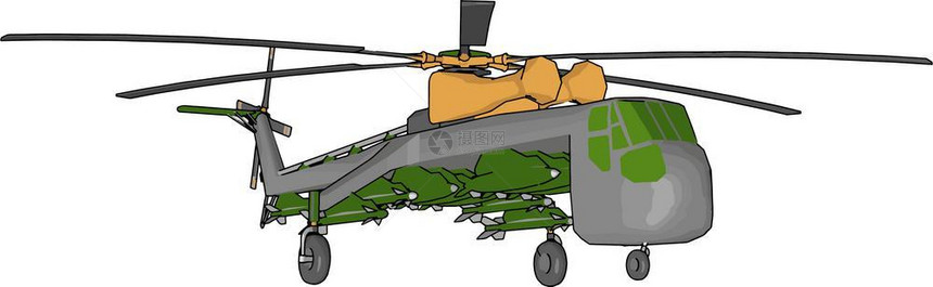 直升机是一种没有翅膀但两片或以上叶可旋转的飞机它能够向任何方移动或停留在一处矢量颜色图画或插图片
