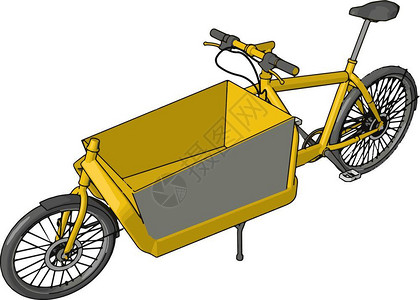 一种不同类型的自行车或周期其篮子在两轮中间而不是在后轮前侧的篮子是黄色彩很大矢量图画或插也很大背景图片