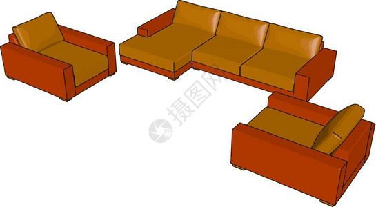 沙发也称为或吊椅是一种舒适坐的家具可用作睡眠也病媒彩色图画或插背景图片