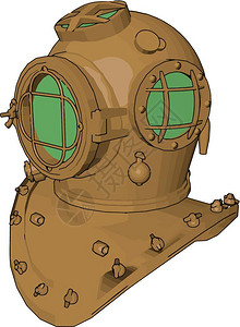 一种安全装置在海洋或深潜水期间覆盖面部和头或深潜水氧面罩用于海洋或深潜水者矢量颜色图或插背景图片