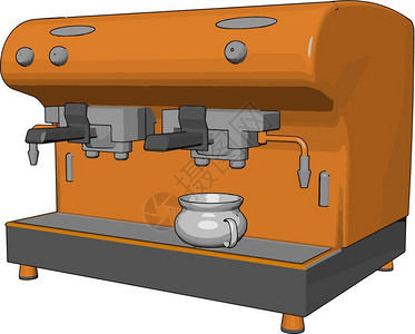 酒店杯子卡通橙色咖啡机矢量设计插图插画