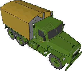 军用卡车是一辆旨在将部队燃料和军用物资运送到战场矢量彩色图画或插的车辆背景图片
