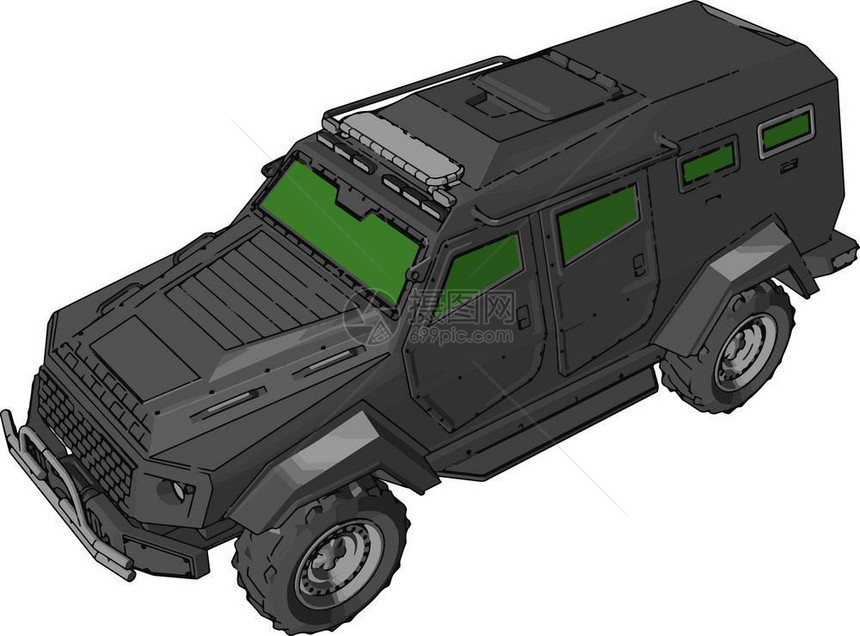 军用轻型通车辆是一种最轻重量级军用车辆类别的矢量颜色图或插图片