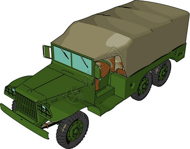 军用卡车是一辆旨在将部队燃料和军用物资运送到战场矢量彩色图画或插的车辆背景图片
