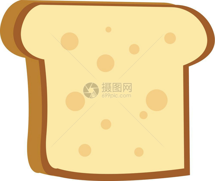 在矢量颜色绘图或插周围有一个小圆点的面包切片图片