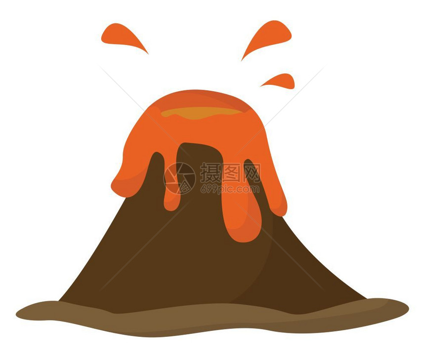 卡通熔岩火山矢量设计插图图片