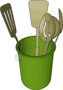 防厨房用餐具来自烹饪液和污染物矢量颜色图或插图片