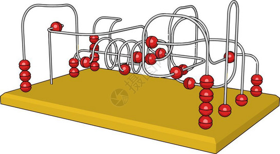 它是一种玩具在底板上装有纸的玩具红色珠子的电线可用于计算目的矢量颜色图或插背景图片