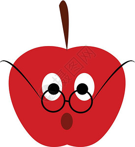 一个惊人的红苹果带有圆眼镜矢量颜色图画或插图片