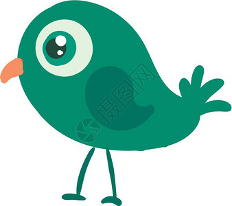 一只绿鸟正带着两条长腿的向量颜色图画或插行走图片