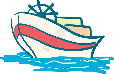 卡通现代游艇矢量插图图片