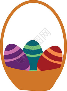 装饰矢量彩色绘画或插图的一篮子彩色设计的东方鸡蛋图片