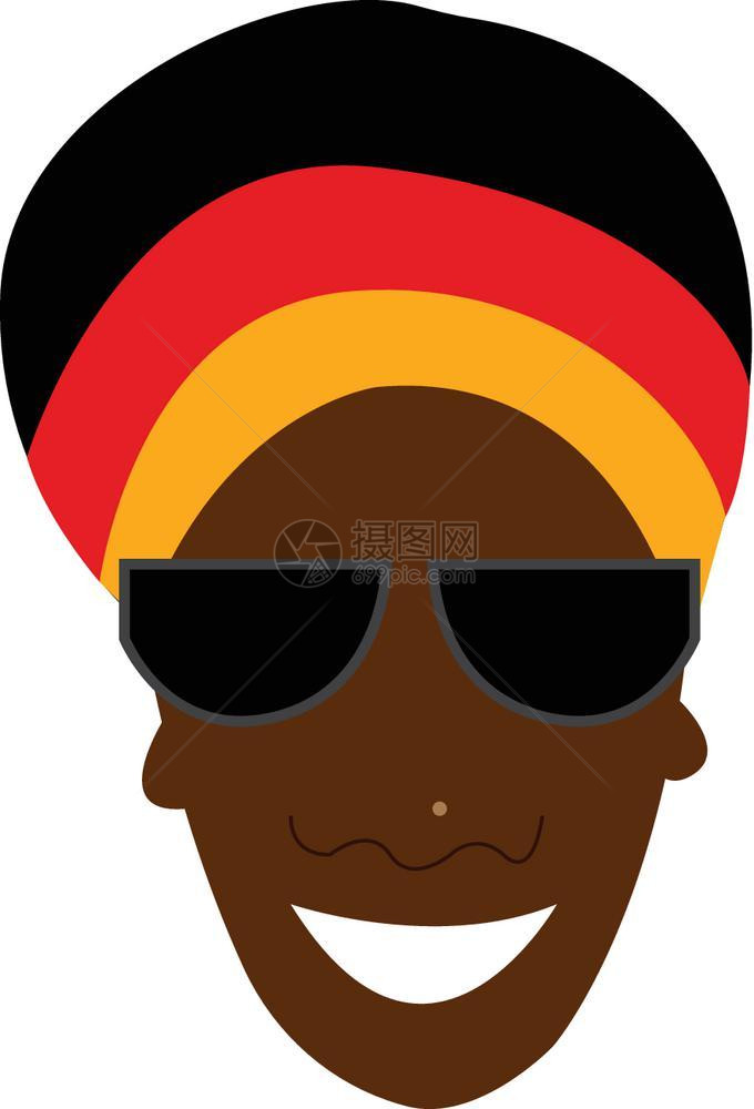 卡通可爱黑人妇女戴着彩色帽子插图图片