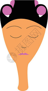 梳打饼一位女士用Flipfop工具包矢量彩色绘画或插图来给黑头发打模样插画