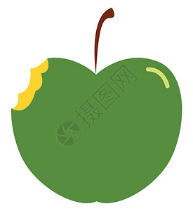 卡通绿色苹果矢量设计插图图片