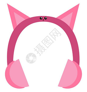 猫耳机粉色可爱耳机有猫朵向量彩色图画或插的形状插画