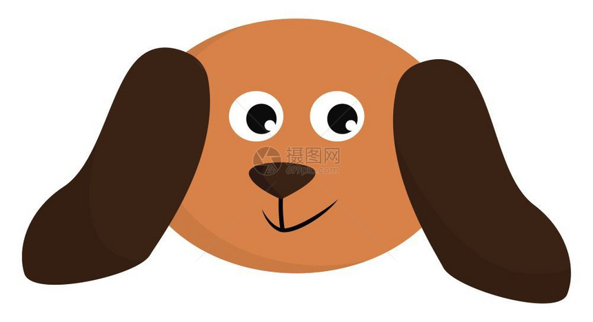 长耳朵向量彩色画或插图的可爱小狗脸孔图片