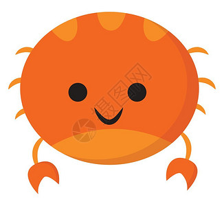 卡通可爱橙色小螃蟹矢量元素图片