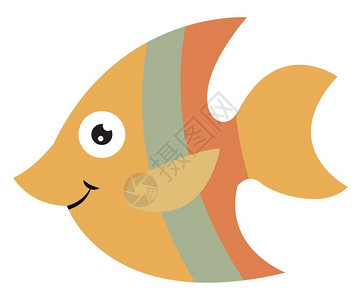 彩色涟漪素材橙色尾巴的鱼尖鼻子镰状形身体上灰色带状比例尺在微笑向量彩色绘画或插图时看起来非常奇妙插画