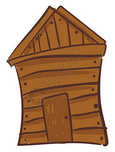 棕色木屋有三角式顶前门是个人或家庭永久半住所有矢量彩色绘画或插图背景图片