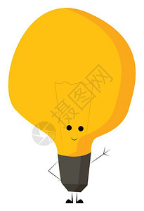 一个快乐的黄色灯泡矢量彩色画或插图背景图片