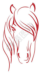 红色马矢量彩绘画或插图的轮廓图片