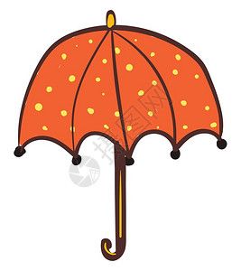 手绘卡通橙色雨伞图片