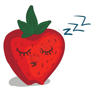 一个美丽的大草莓它处于良好的睡眠矢量彩色绘画或插图中图片
