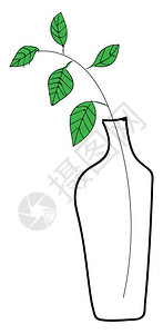 卡通花瓶里的树叶装矢量元素图片