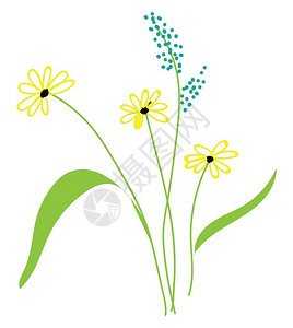 美丽的黄色花朵矢量元素图片