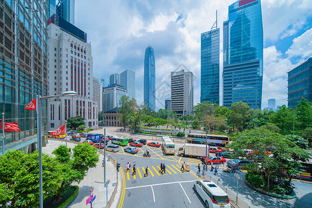 华人香港市中心亚洲智能城市金融区和商业中心夜幕天梯和高楼大的街道或公路中国人高清图片素材
