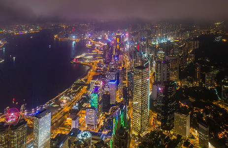 中国香港繁华夜景图片