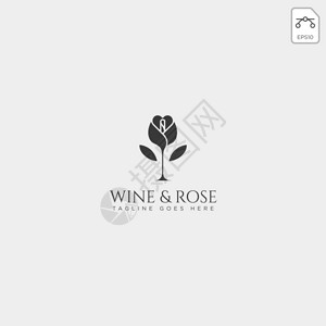 图标元素矢量葡萄酒和玫瑰徽标模板孤立的矢量图标元素图片