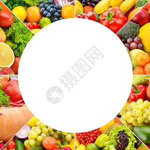 方形水果和蔬菜分离线白底隔图片