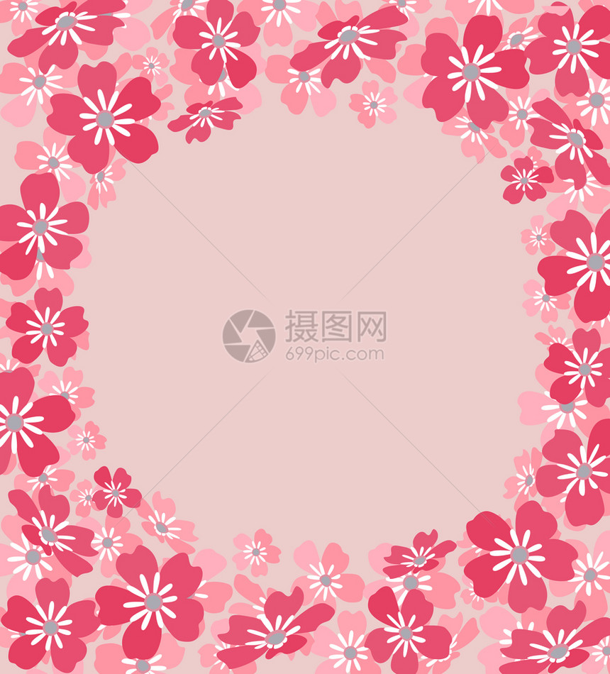 粉色花朵元素背景矢量插图图片