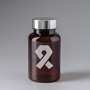 标签瓶贴丝带全球保健药品瓶上的医学图标背景