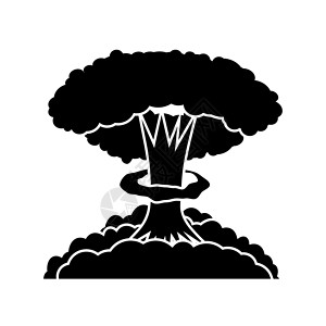 核爆炸卡通弹在白色背景上孤立的放射原子能战争标志大蘑菇云背景图片