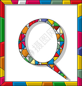 qq窗口素材白色背景框架矢量上的有色玻璃字母QQ背景