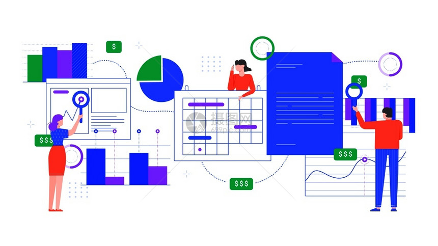 金融分析人们金融图表收入分析办公室工作人员一起团队平板矢量图商业预测研究和统计金融分析人们金融图表办公室工作人员一起团队概念平板图片