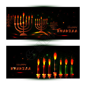 以传统彩色蜡烛和代表七原则或NguzoSaba的传统彩色蜡烛为Kwanzaa设定的横向条幅以传统彩色蜡烛为代表7原则或Nguzo背景图片