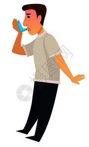 辅助行走器使用呼吸辅助器的男人卡通矢量插图插画