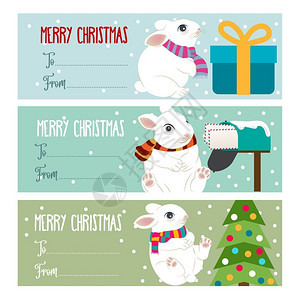 收集兔子预设的圣诞标签矢量图片