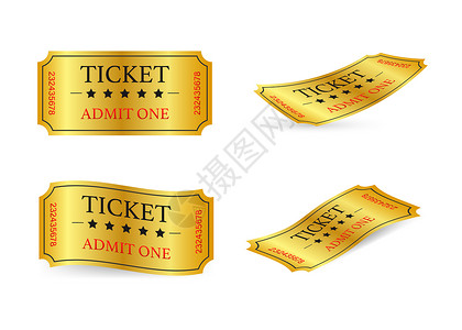 设计门票素材真实的金色演出票旧的特价电影入口票现实的金色演出票背景