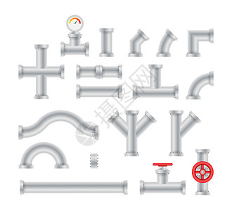 水管阀门不同种类的水管插画